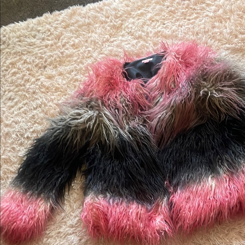 Xhilaration Pink and Black Ski Jacket with Bold Color-Blocking